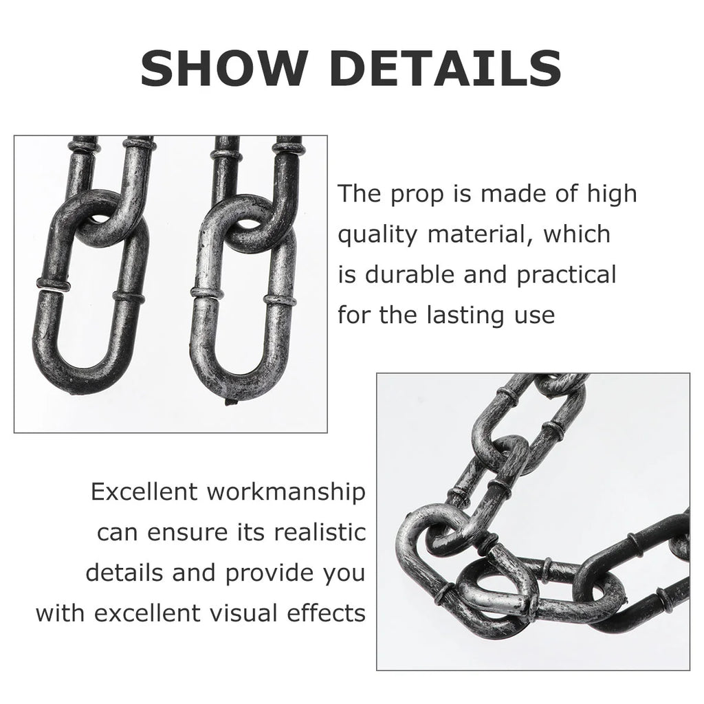 Halloween Simulation Iron Chain Prop Decorate Chain for Halloween Party Men Women Fashion Jewelry Necklace Basic Punk Style deco