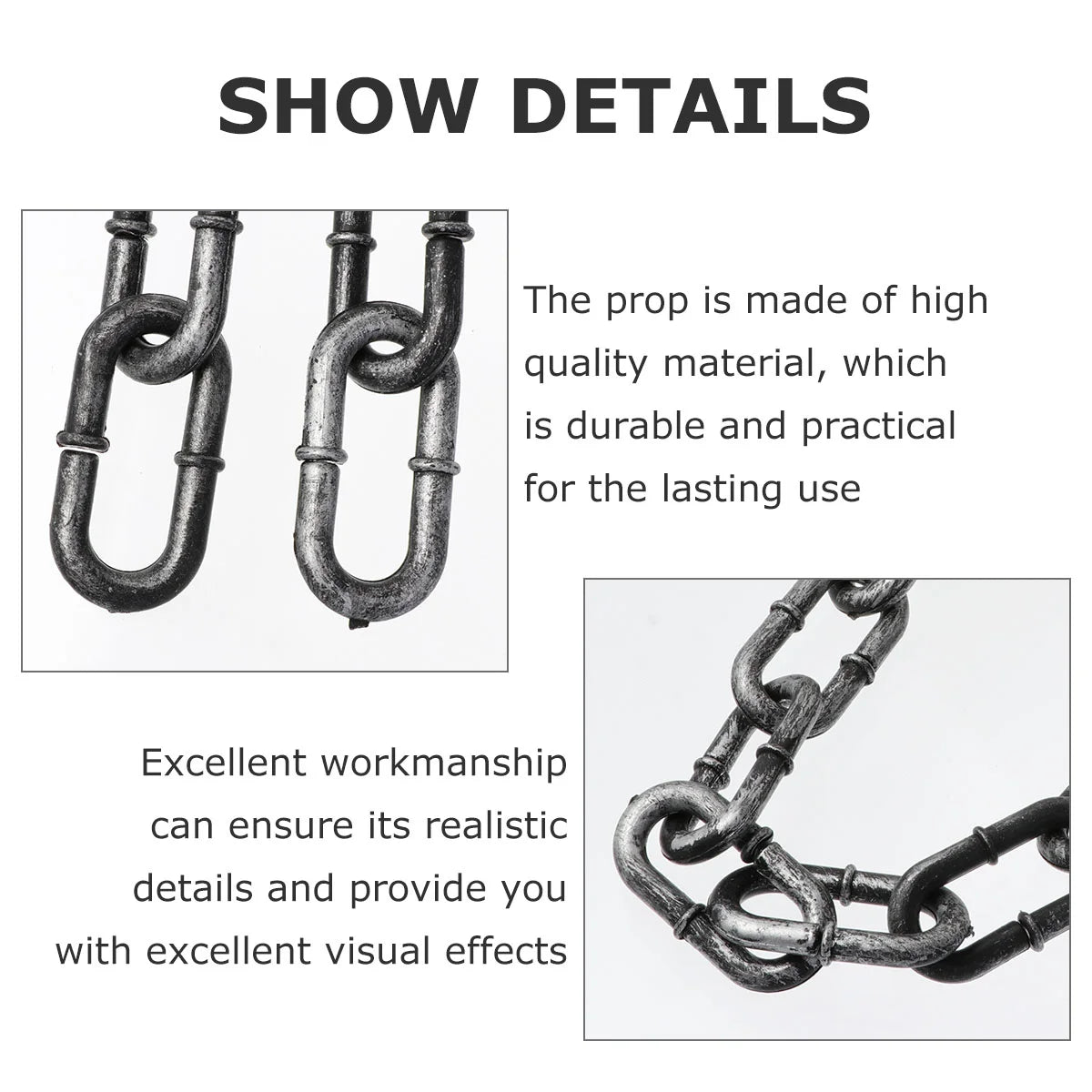 Halloween Simulation Iron Chain Prop Decorate Chain for Halloween Party Men Women Fashion Jewelry Necklace Basic Punk Style deco