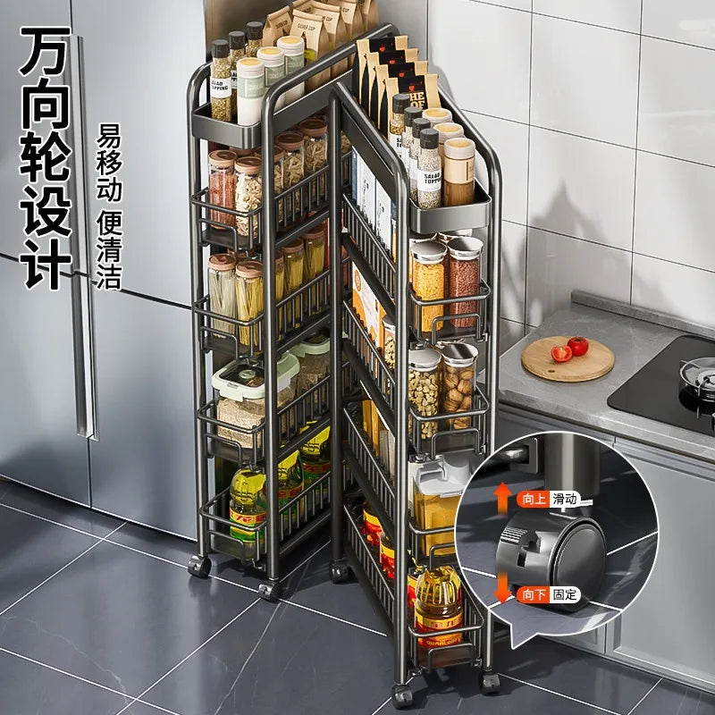 AOLIVIYA Crevice Rack Kitchen Refrigerator Side Narrow Gap Pull Storage Cabinet Pull Basket Bathroom Very Narrow Side Trolley