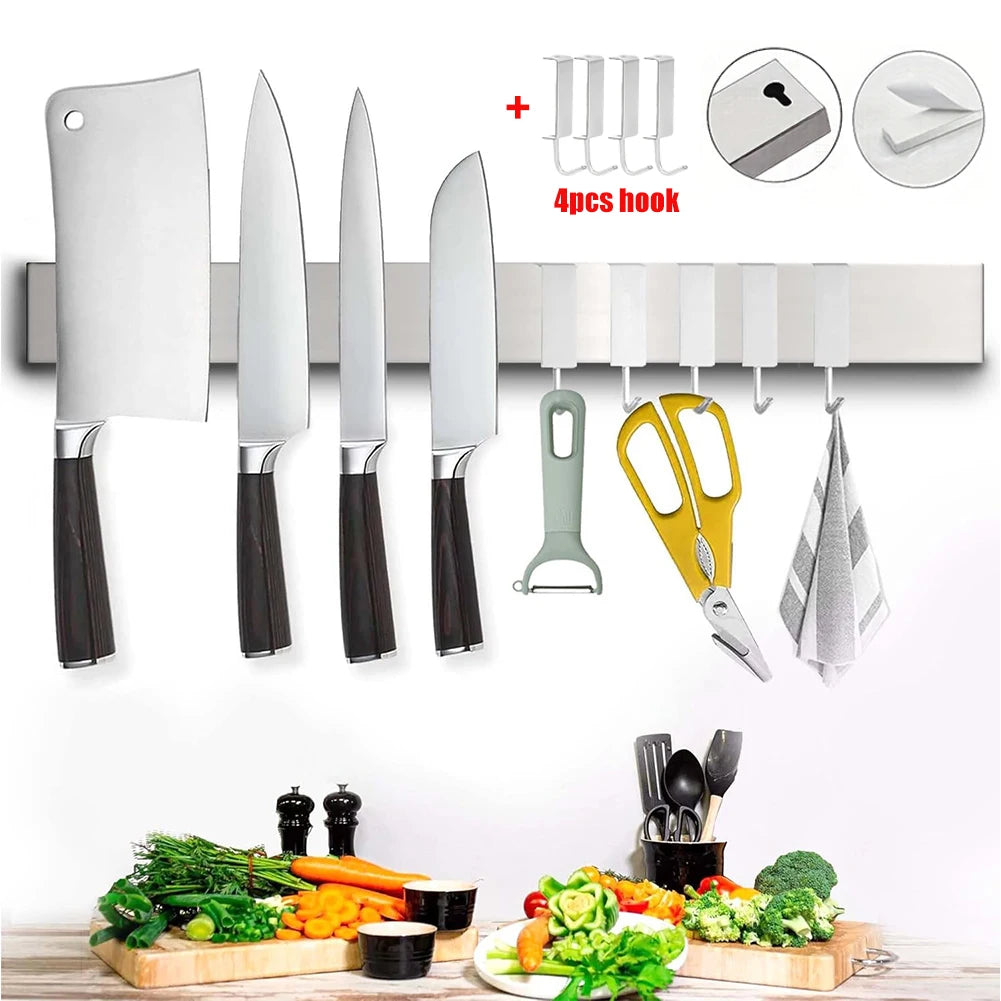 40CM 50CM Stainless Steel Knife Stand Magnetic Knife Holder Wall Block Storage Rack for Knives Kitchen Accessories Organizer