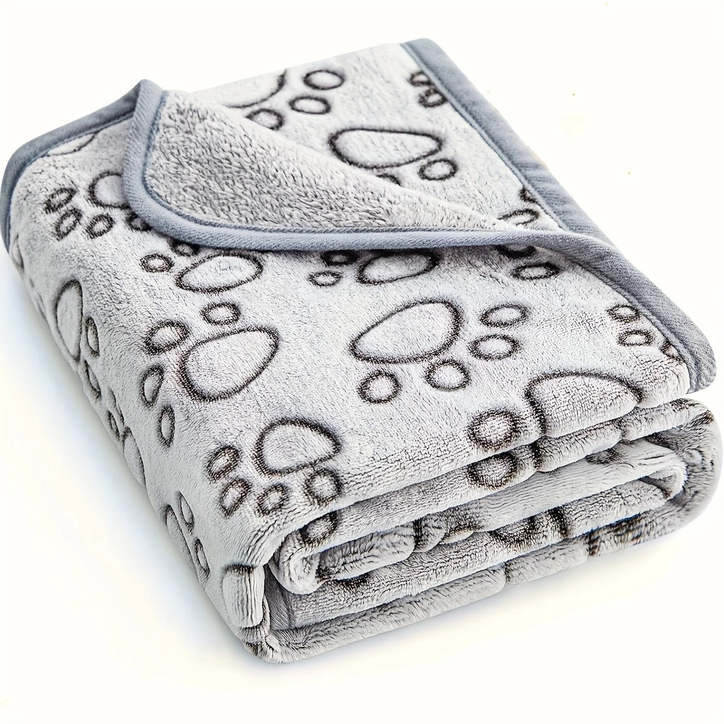 1pcs Ultra-Soft Paw Print Dog Blankets - Machine Washable, Cozy Pet Pillow Pads for Indoor & Outdoor Use - Ideal for Small to La
