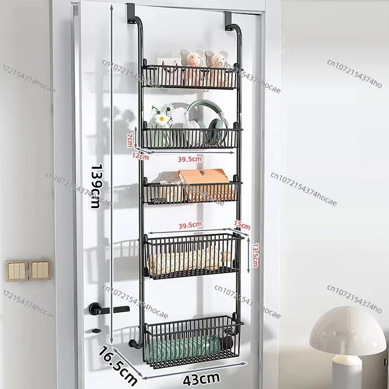Door Food Pantry Metal Storage Box Adjustable Cabinet Door Storage Rack Bathroom Door Rear Finishing Hanger