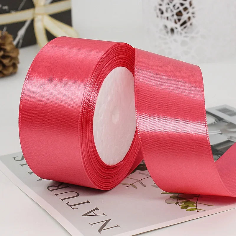 22meters 6mm-40cm Satin Ribbons Crafts Bow DIY Gift Wrap Wine Red Orange Yellow Green Blue Purple Black Gray Gold White Ribbons