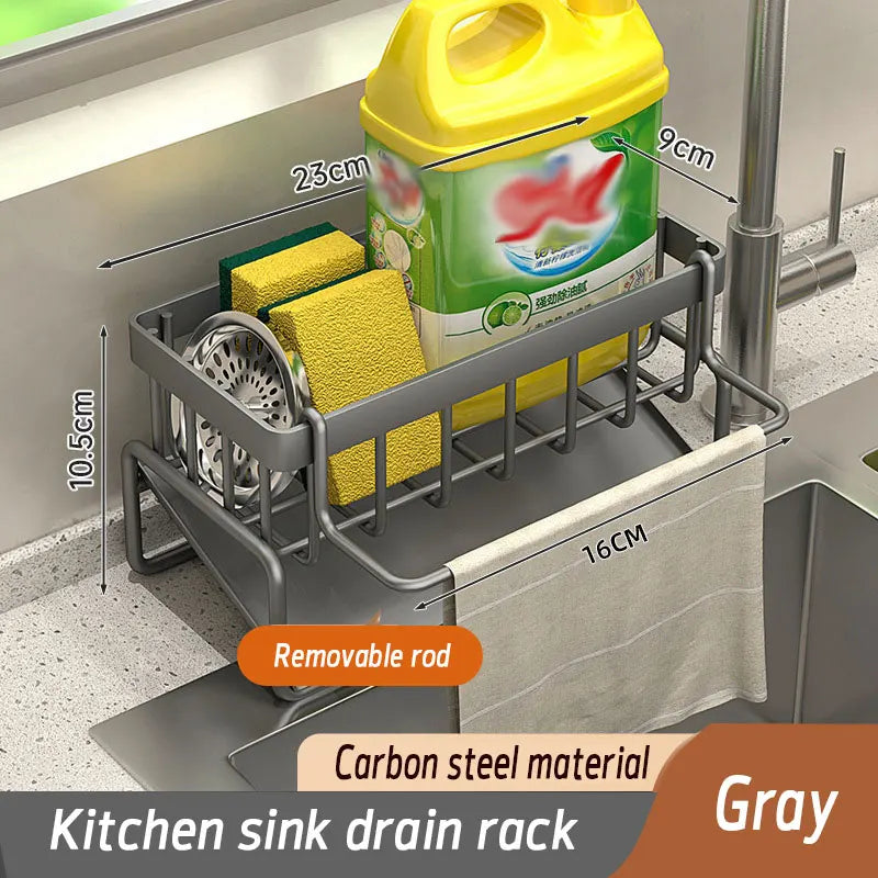 Kitchen Sponge Holder Stainless Steel Sink Drain Rack Soap Drainer Towel Rack Shelf Organizer bathroom Storage Accessories