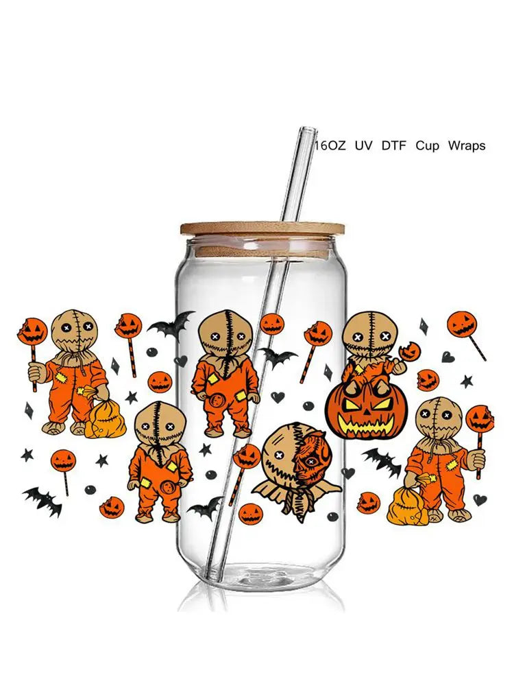 9+ Halloween True Crime 3D UV DTF Cup Wrap Transfers Horrible Ghost Face Murder Shows UV Cup Wrap  Stickers Waterproof Logo  DIY