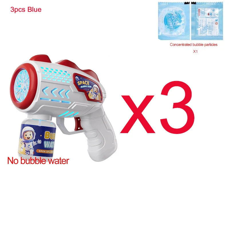 Space Astronauts Fully Automatic Bubble Gun Rocket Bubbles Machine Automatic Blower with Bubble Liquid Toy for Kids Bubble Gift