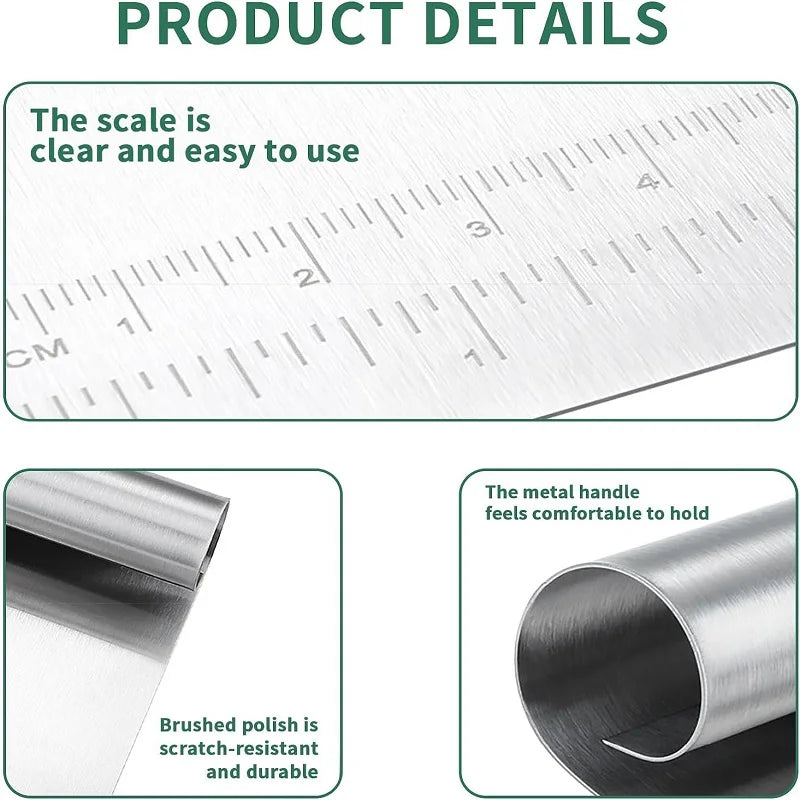 Stainless Steel Pasty Cutters DIY Dough Cake Scraper With Scale Pastry Spatulas Buttercream Edge Smoother Cake Decorating Tools