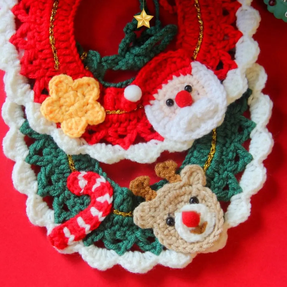 New Christmas Pet Collar Hand-knitted Cartoon Cat Necklace Safety Delicate Puppy Neck Strap Kitten