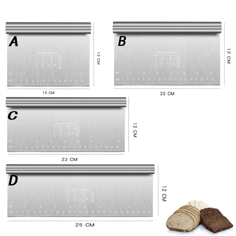 Stainless Steel Pasty Cutters DIY Dough Cake Scraper With Scale Pastry Spatulas Buttercream Edge Smoother Cake Decorating Tools