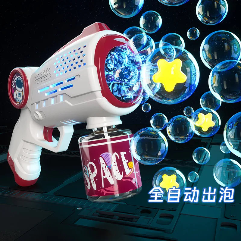 New Porous Astronaut Electric Bubble Gun Kid Toy Bubbles Machine Automatic Soap Blower with Light Summer Outdoor Party Games toy