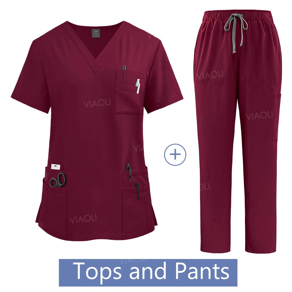 Wholesale Price Medical Suit for Women Surgical Gown Lab Coat with Pockets Dental Scrub Veterinary Uniform Soft Nursing Articles