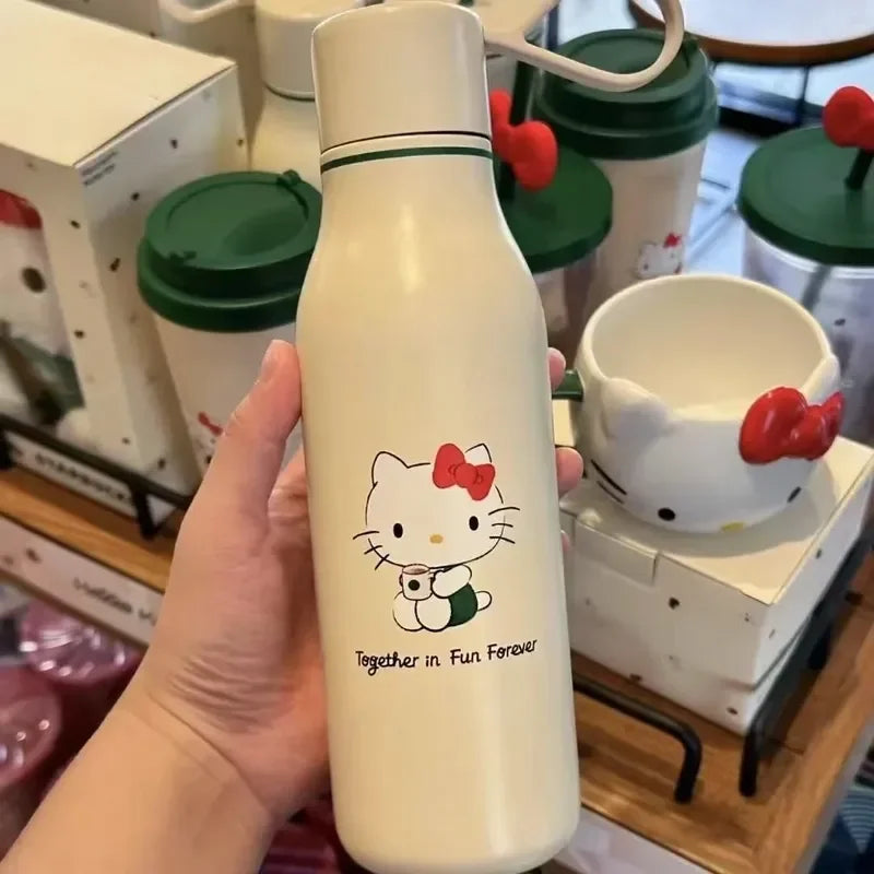 New Hello Kitty Joint Stainless Steel Mug Cute Girl Portable Student Kitty Min Mug Outdoor Portable Sports Cup Gift Replica Cup