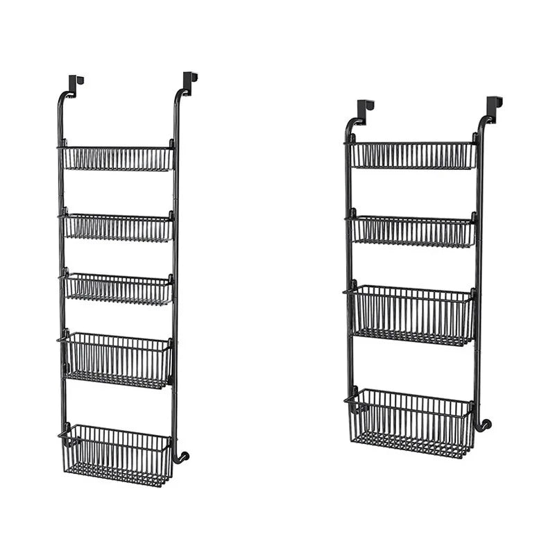 Door Food Pantry Metal Storage Box Adjustable Cabinet Door Storage Rack Bathroom Door Rear Finishing Hanger