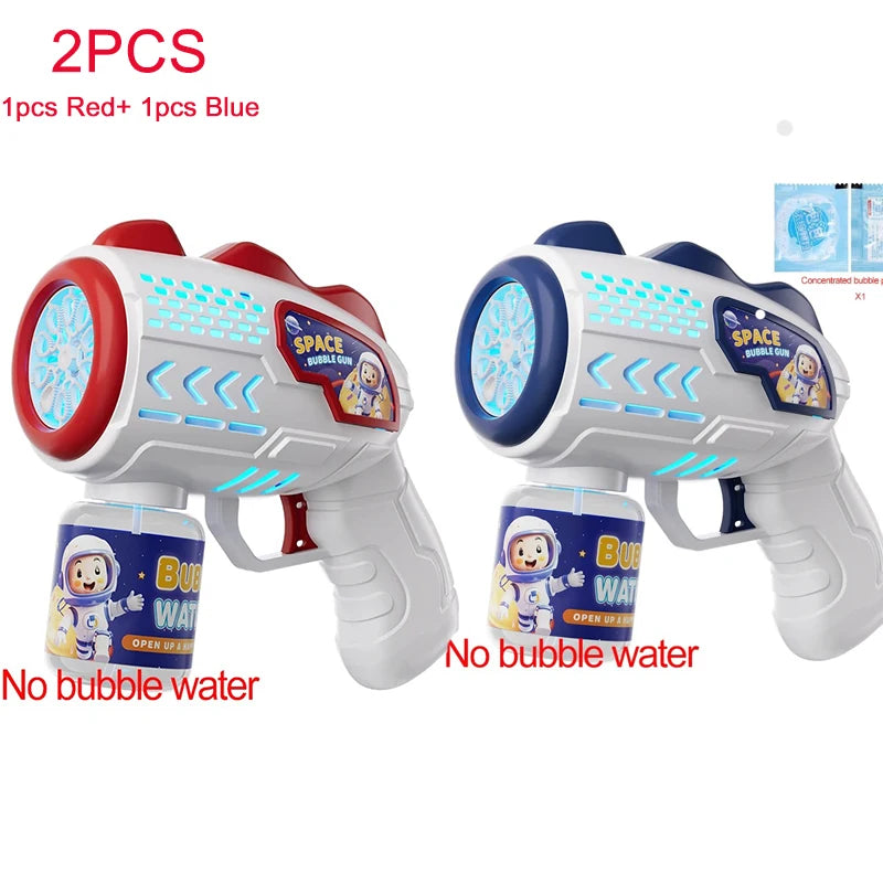Space Astronauts Fully Automatic Bubble Gun Rocket Bubbles Machine Automatic Blower with Bubble Liquid Toy for Kids Bubble Gift