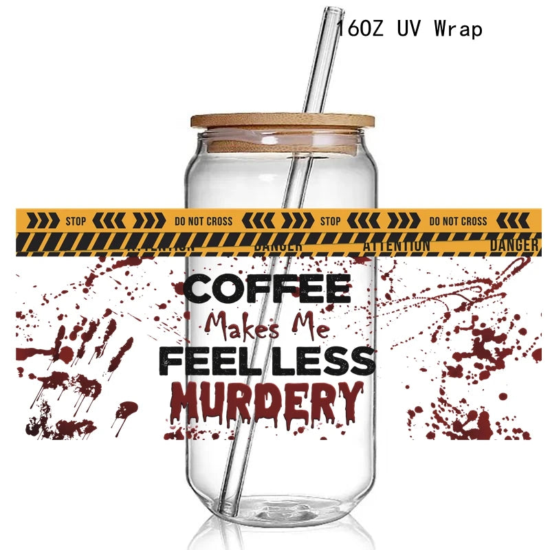 9+ Halloween True Crime 3D UV DTF Cup Wrap Transfers Horrible Ghost Face Murder Shows UV Cup Wrap  Stickers Waterproof Logo  DIY
