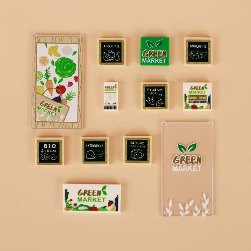 Building Blocks Printed Bricks Seafood Vegetables Ice Cream Express Package Computer Controller Christmas Halloween Gifts MOC