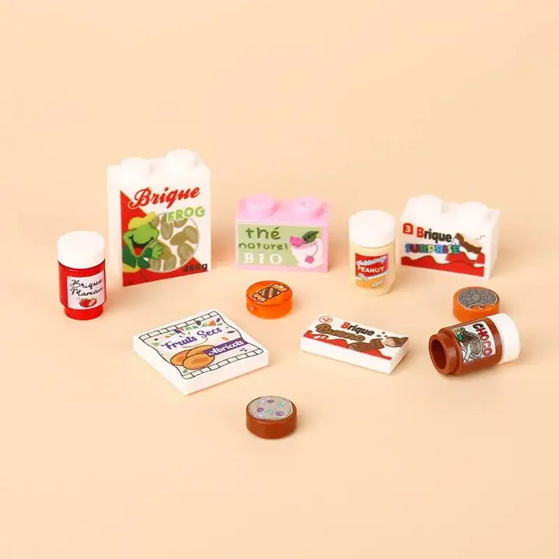 Building Blocks Printed Bricks Seafood Vegetables Ice Cream Express Package Computer Controller Christmas Halloween Gifts MOC