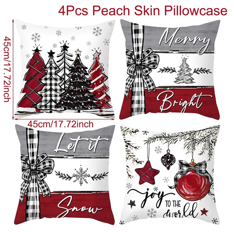 4pcs Merry Christmas Cushion Cover Home Decorations 2025 Christmas Ornament Pillow Case Xmas Navidad Gifts New Year Gifts 2026