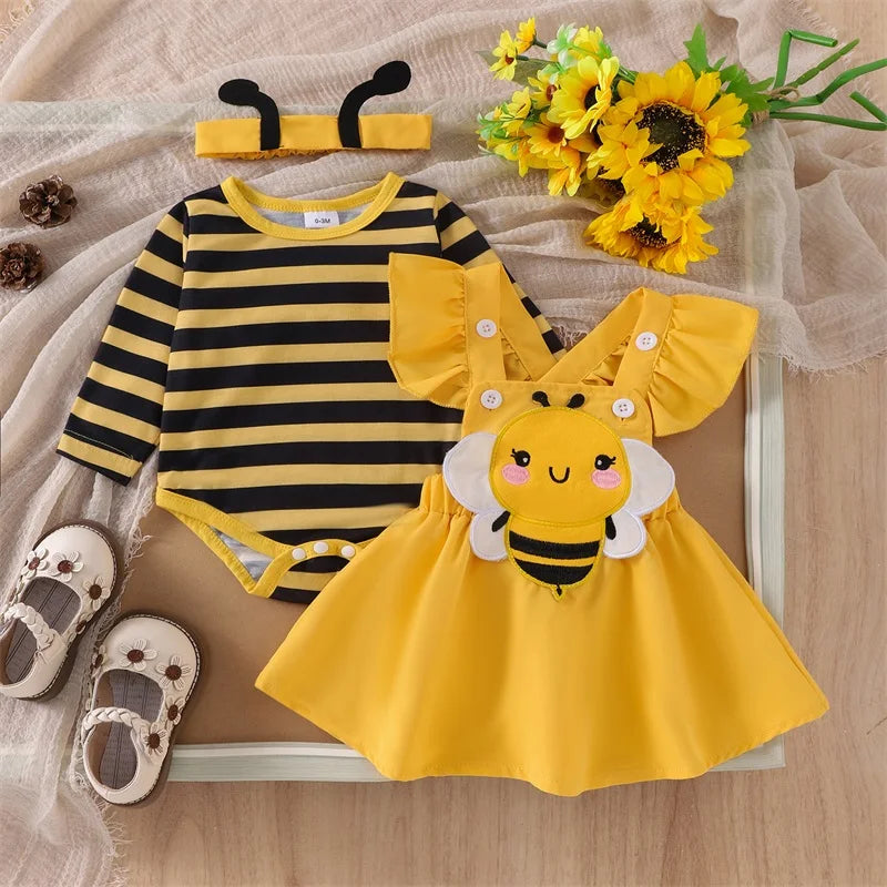 First Halloween Baby Girl Outfit Long Sleeve Romper Ladybug Suspender Skirt Dress Cute Baby Girl Fall Winter Clothes