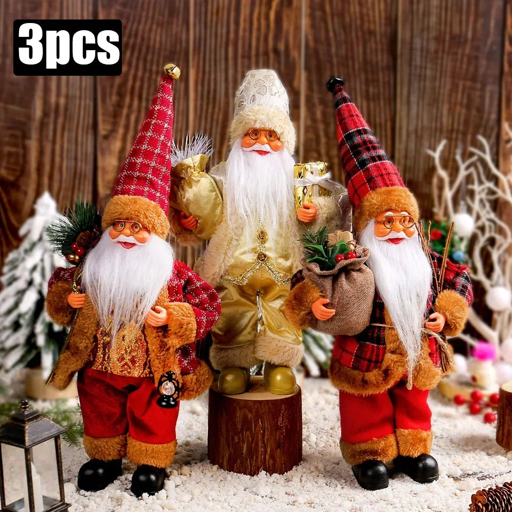 1~4PCS 2025 Christmas Decoration for Home Santa Claus Plush Doll 30cm Navidad Party Decor Xmas Ornaments New Year Gift