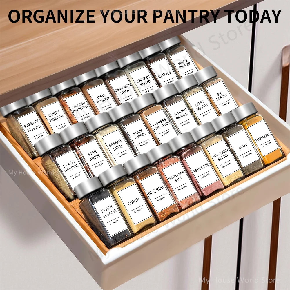 Glass Spice Jars with Stainless steel Spice Seasoning Containers Salt Pepper Shakers Spice Organizer Biodegradable Spice Jar Set