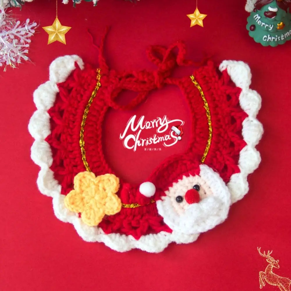 New Christmas Pet Collar Hand-knitted Cartoon Cat Necklace Safety Delicate Puppy Neck Strap Kitten