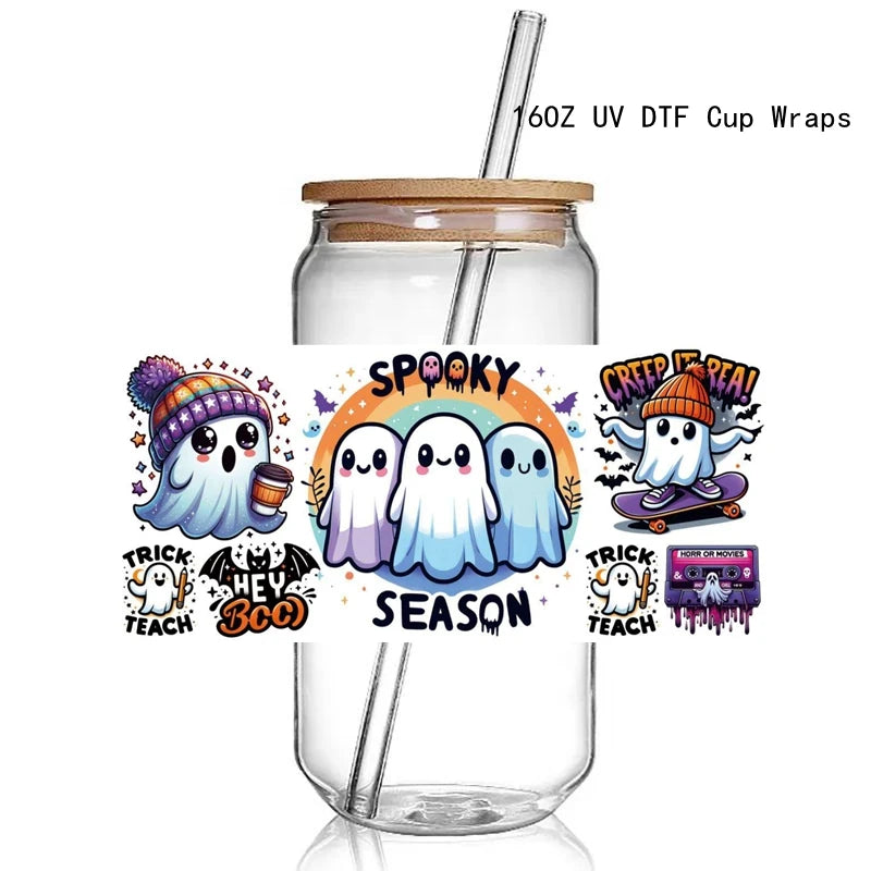 9+ Halloween True Crime 3D UV DTF Cup Wrap Transfers Horrible Ghost Face Murder Shows UV Cup Wrap  Stickers Waterproof Logo  DIY