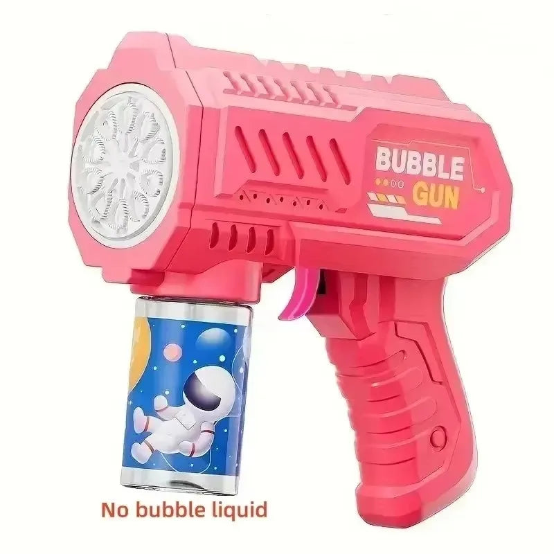 Space Astronauts Fully Automatic Bubble Gun Rocket Bubbles Machine Automatic Blower with Bubble Liquid Toy for Kids Bubble Gift
