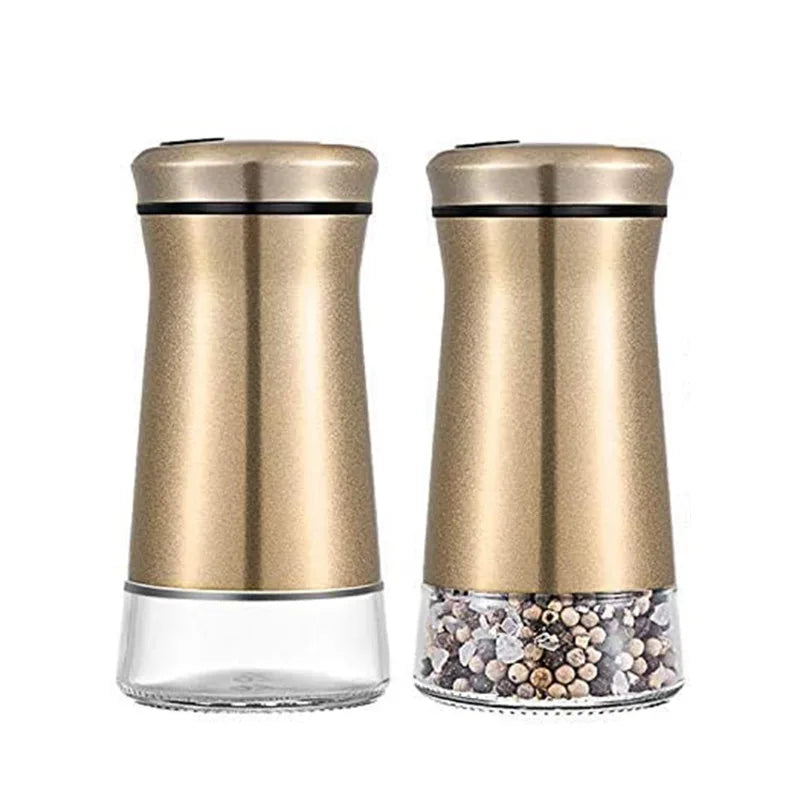 2PCS Copper Stainless Steel Salt and Pepper Shakers Clear Bottom Jar Bottle Container with Stainless Steel Top copper spice jars
