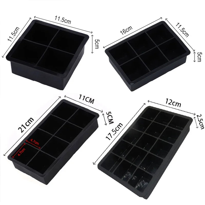 4/6/8/15Grids Silicone Ice Cube Molds Spherical Ice Molds Reusable Whiskey Ice Cube Molds Cocktail Freezer DIY Homemade Barware