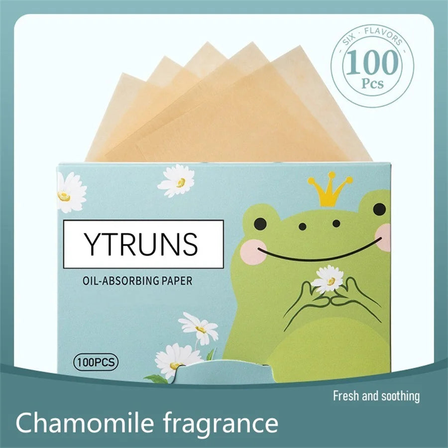 Green Tea/Gardenia/Chamomile/Lavender/Rose/Bamboo Charcoal 100pcs Boxed Fragrance Oil Absorbing Paper for Men and Women Face Oil