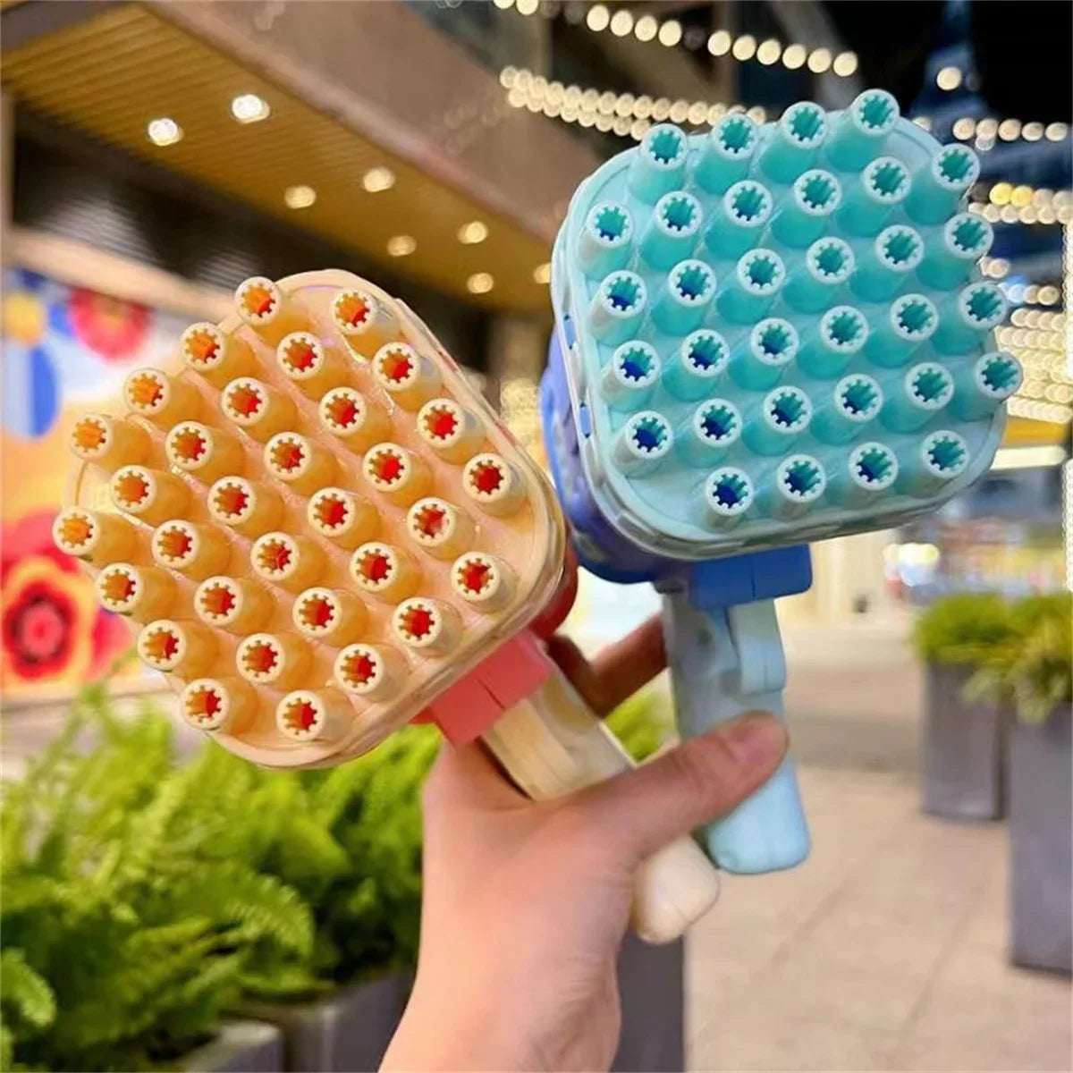 32 holes bubble gun toy  electric bubble machine rocket launcher shaped porous bubble machine without bubble water and battery
