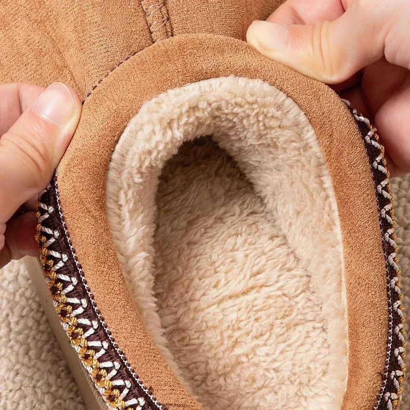 Hot Winter Women Slippers Plush Interior Anti Slip Thick Sole Fashion Embroidered Warm House Shoes for Ladies