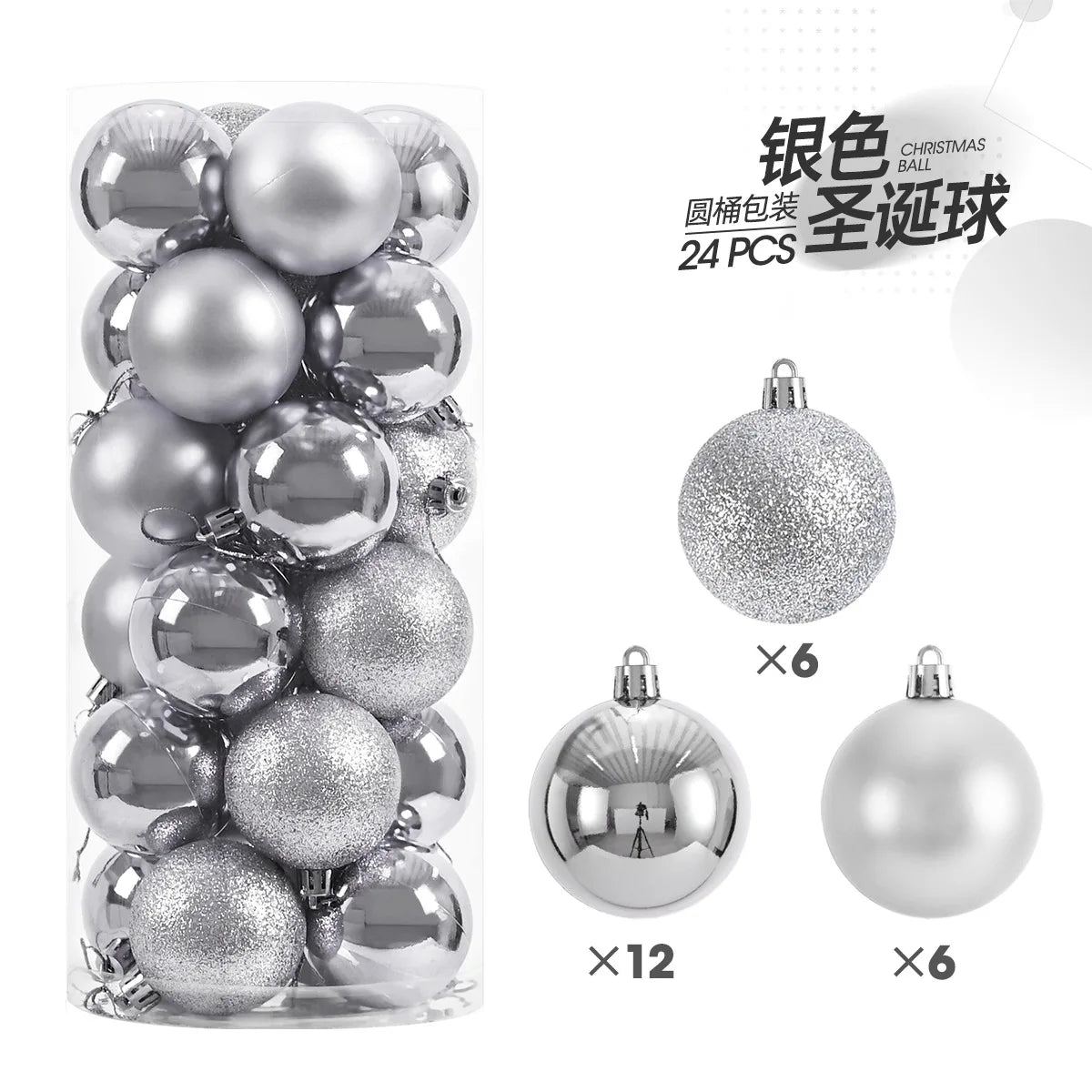 24/pcs 4CM Christmas Ball Ornaments Set Painted Plastics Christmas Tree Pendant Decoration Christmas Decoration Accessories