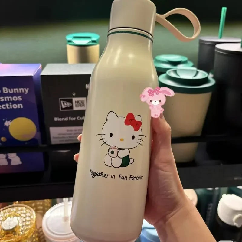 New Hello Kitty Joint Stainless Steel Mug Cute Girl Portable Student Kitty Min Mug Outdoor Portable Sports Cup Gift Replica Cup