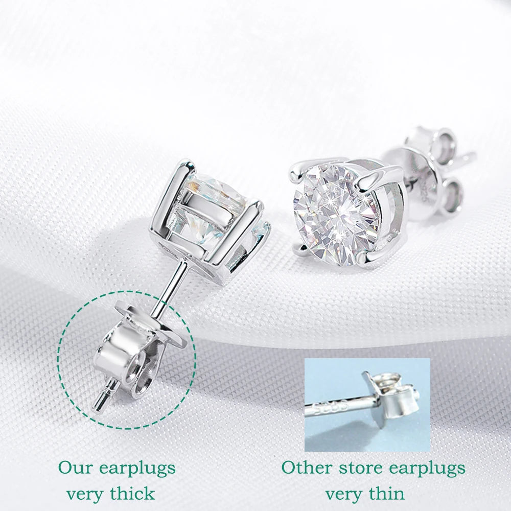 Smyoue 0.1-3CT Test Passed Moissanite Studs Earrings for Men Women S925 Silver Platinum Plated Bride Wedding Lab Diamond Studs