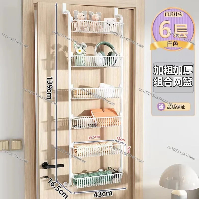 Door Food Pantry Metal Storage Box Adjustable Cabinet Door Storage Rack Bathroom Door Rear Finishing Hanger