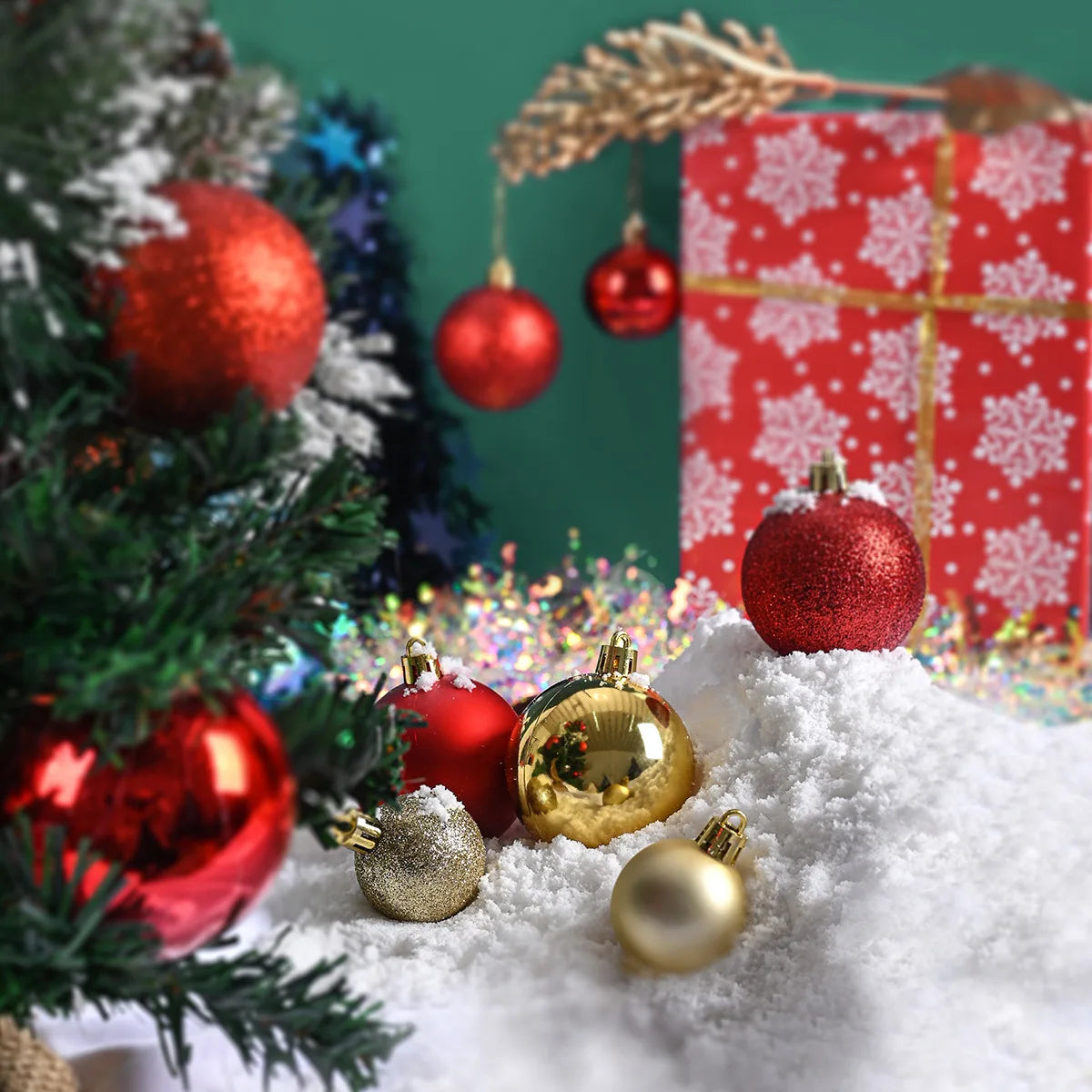 24/pcs 4CM Christmas Ball Ornaments Set Painted Plastics Christmas Tree Pendant Decoration Christmas Decoration Accessories