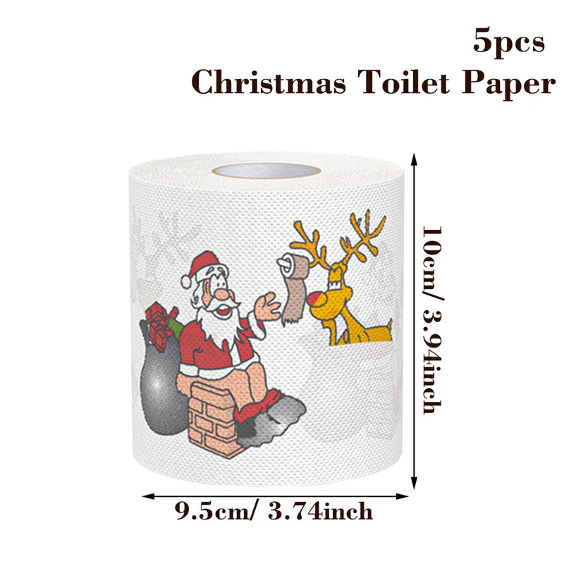 Christmas Toilet Roll Paper Happy 2026 New Year Christmas Supplies Xmas Tissue Roll Napkin Kitchen Tool Home Decoration New Year