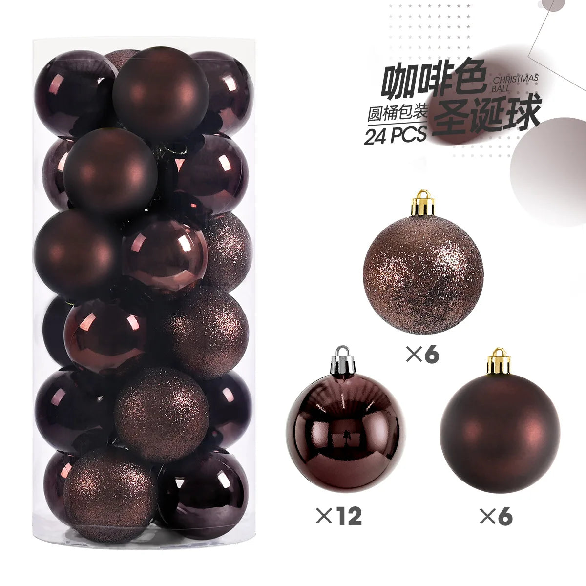 24/pcs 4CM Christmas Ball Ornaments Set Painted Plastics Christmas Tree Pendant Decoration Christmas Decoration Accessories
