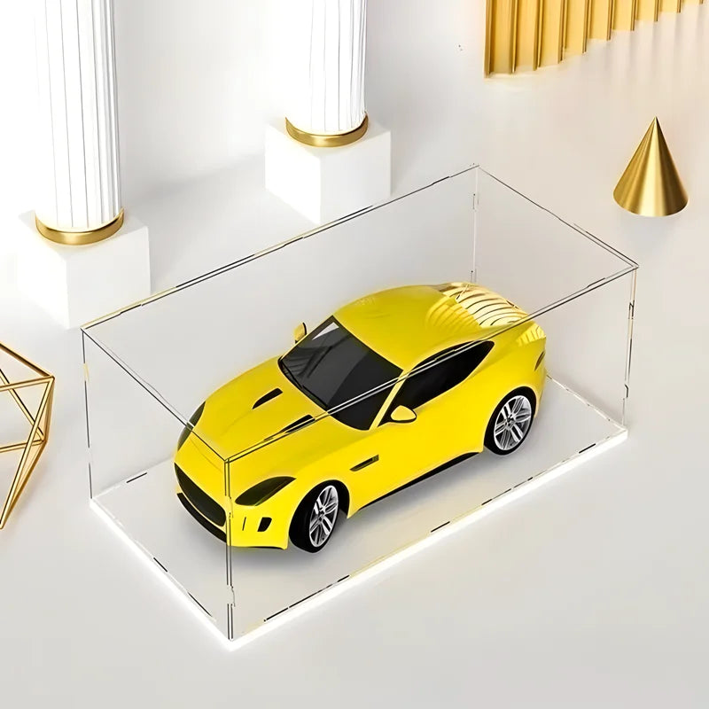 Clear Self-Assembly Acrylic Display Case Acrylic display box Transparent Dust Proof Protection Showcase with White base