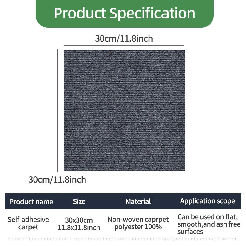 10pcs Carpet Floor Tiles Sticker Adhesive Stickers Carpet Peel And Stick Removable DIY Home Furnishings Indoor Room Carpets