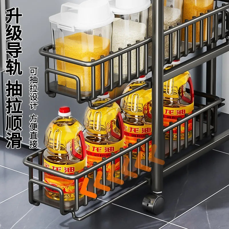 AOLIVIYA Crevice Rack Kitchen Refrigerator Side Narrow Gap Pull Storage Cabinet Pull Basket Bathroom Very Narrow Side Trolley