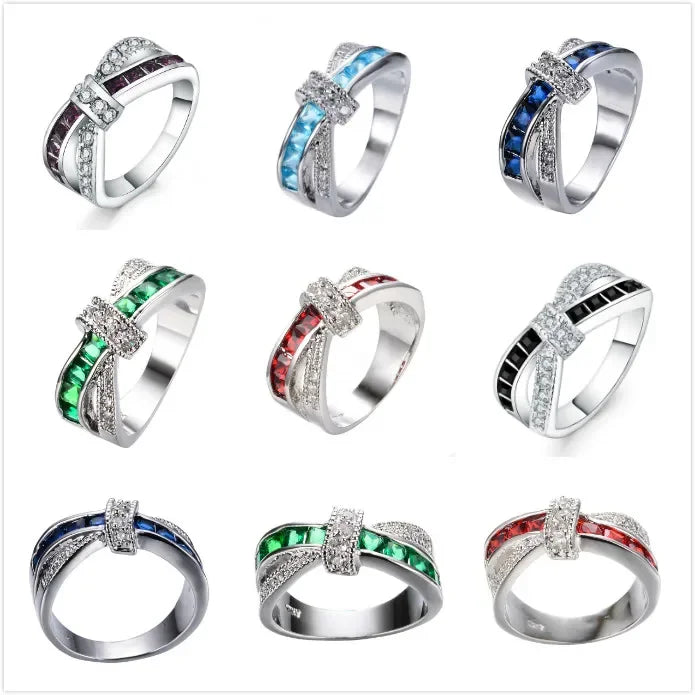 925 sterling Silver Luxury Colored zircon Rings For Women size 6-10 Fashion Party Wedding Accessories Jewelry Christmas gifts
