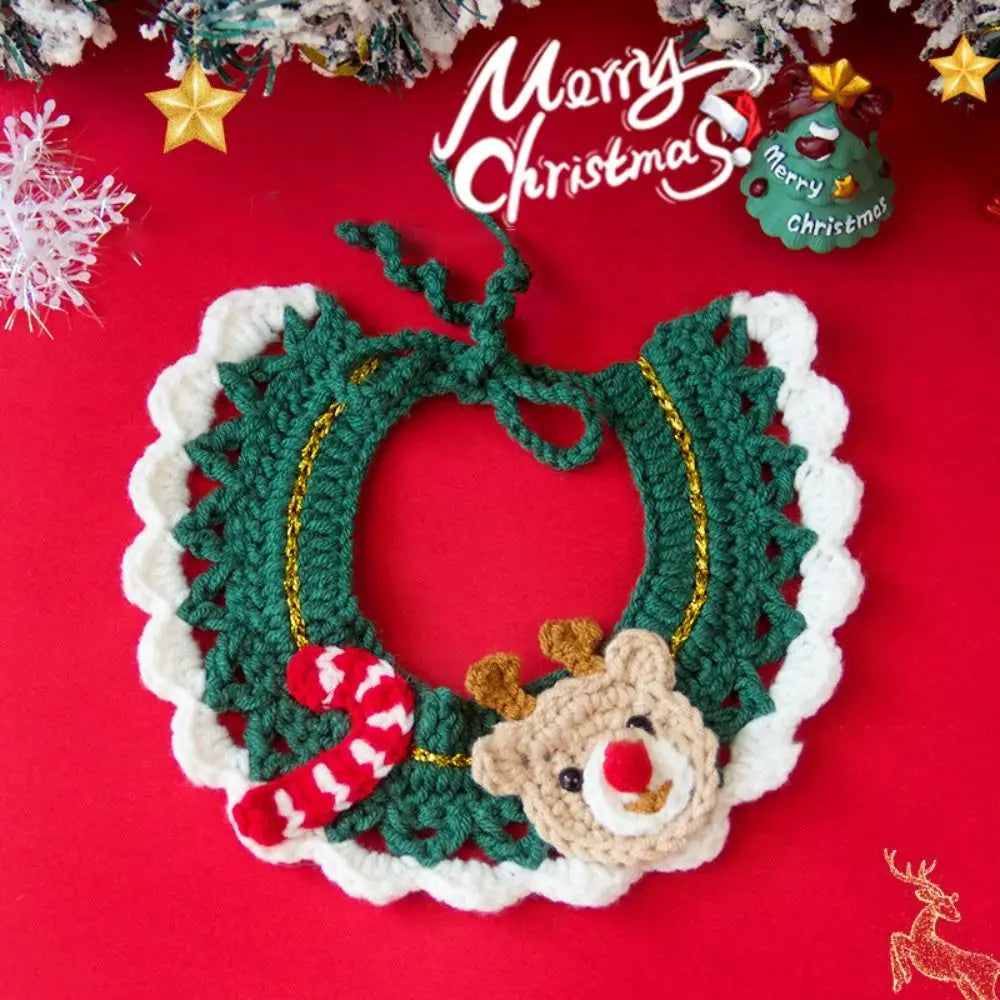 New Christmas Pet Collar Hand-knitted Cartoon Cat Necklace Safety Delicate Puppy Neck Strap Kitten