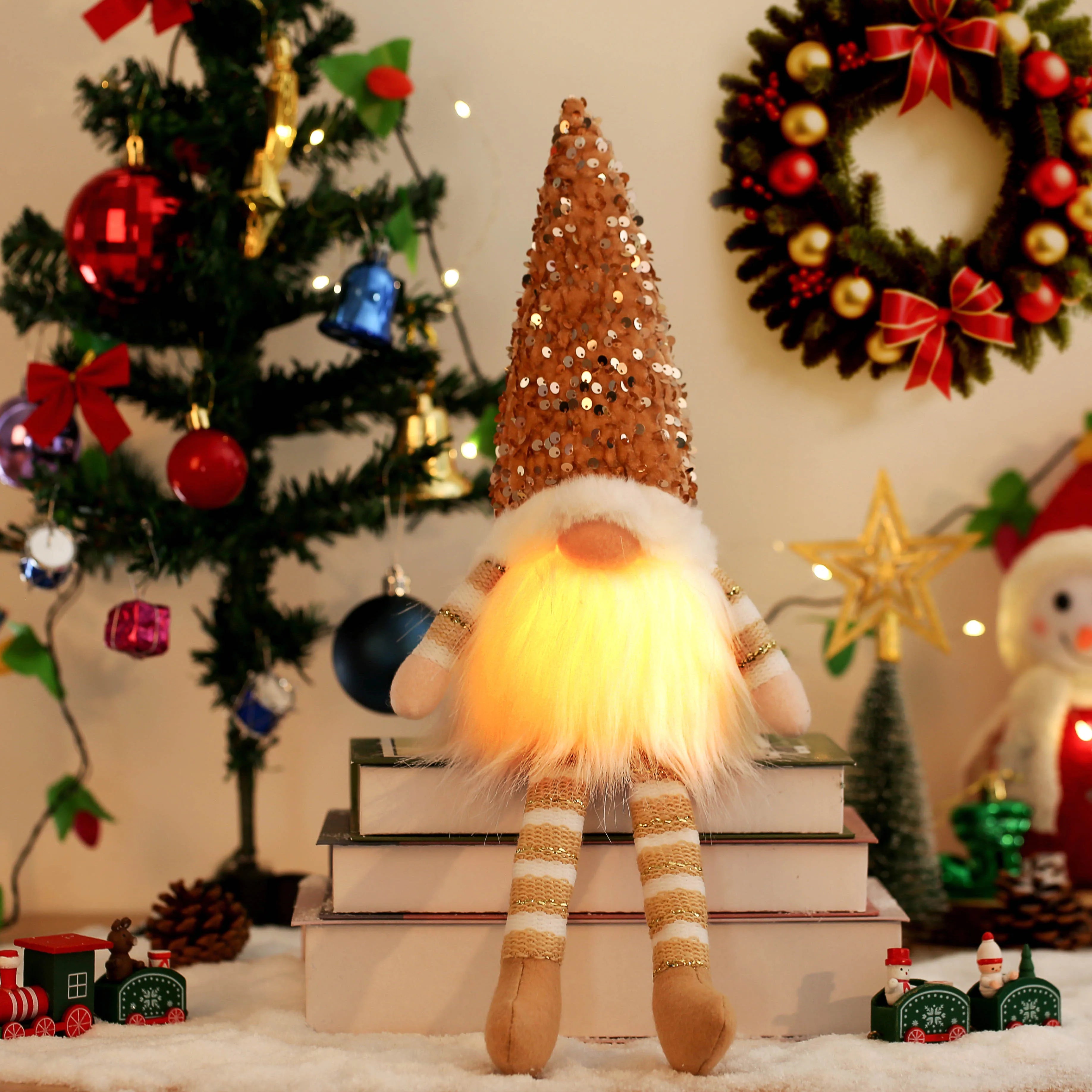 Glowing Gnome Christmas Faceless Doll 30cm Tree Decorations 2025 Night Light Xmas Gift Navidad 2023 New Year Home Decor