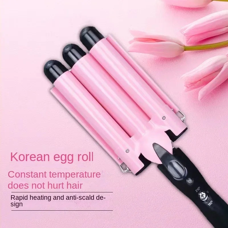 Electric Curling Stick Egg Roll Korean Style Water Ripple Perm Three-tube Curling Iron Wave Waver Styling Tools Hair Styler Wand