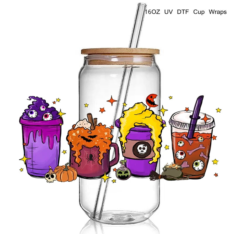 9+ Halloween True Crime 3D UV DTF Cup Wrap Transfers Horrible Ghost Face Murder Shows UV Cup Wrap  Stickers Waterproof Logo  DIY