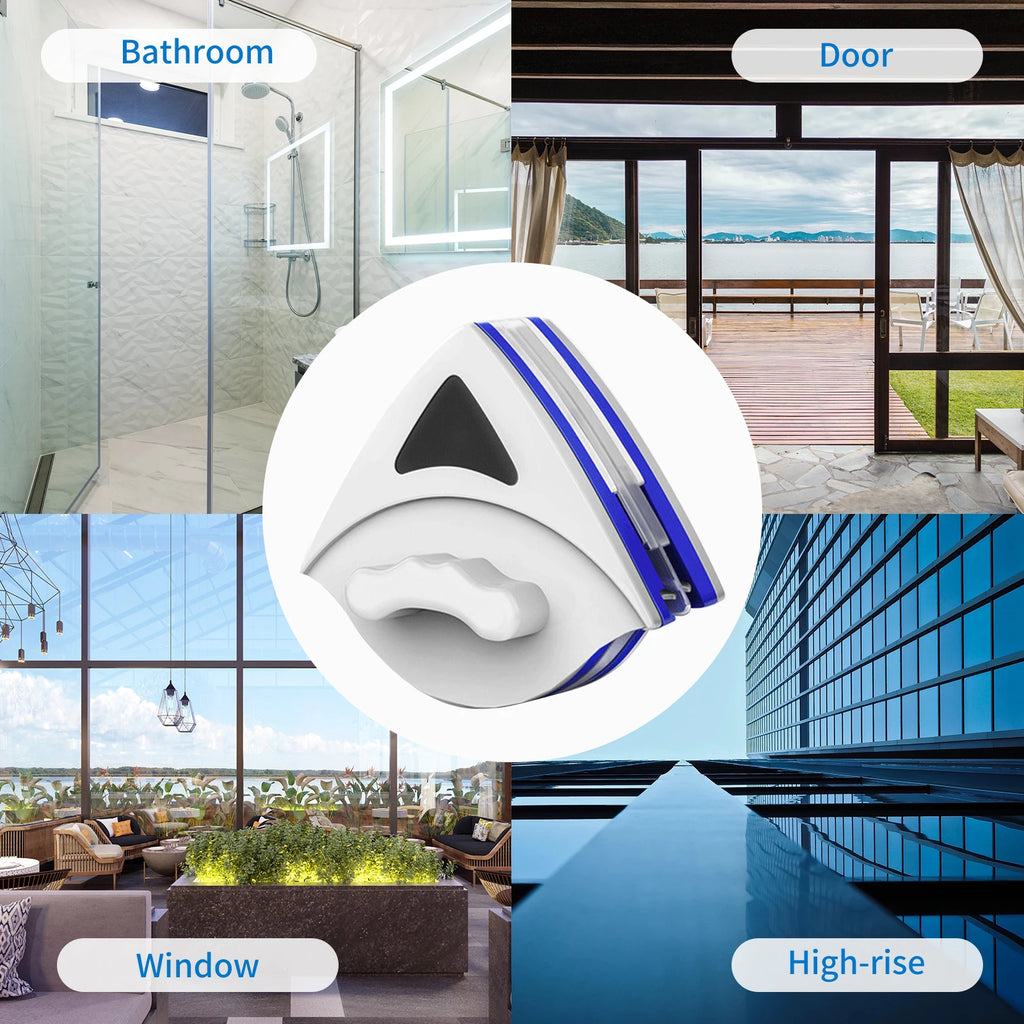 2024 Household Office Special Window Cleaner Magnetic Glass Window Cleaning Tool Automatic Water Discharge Double-layer Wiper