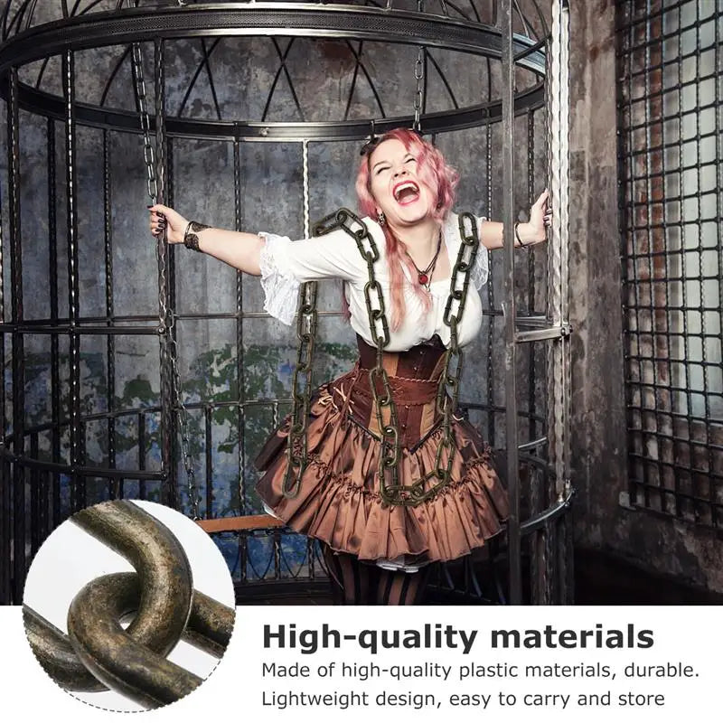 Halloween Simulation Iron Chain Prop Decorate Chain for Halloween Party Men Women Fashion Jewelry Necklace Basic Punk Style deco